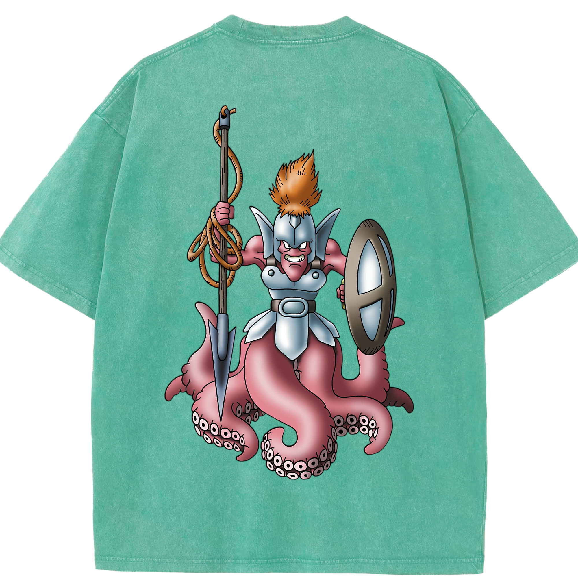 （画像用） ドラゴンクエスト Doragon Kuesuto Dragon Quest 綿100% ヴィンテージ風 半袖Tシャツ（背面プリント）